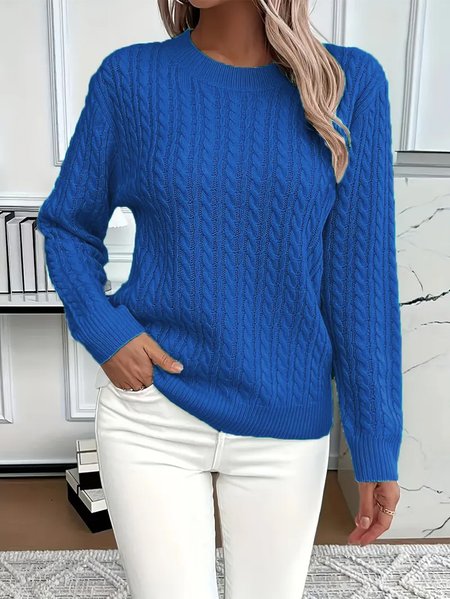 

Women Cotton Plain Long Sleeve Comfy Casual Sweater, Blue, Hoodies & Sweatshirts