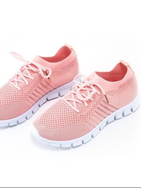 

Spring And Autumn Flyknit Breathable Non-slip Lightweight Mesh Sports Shoes, Orange pink, Sneakers