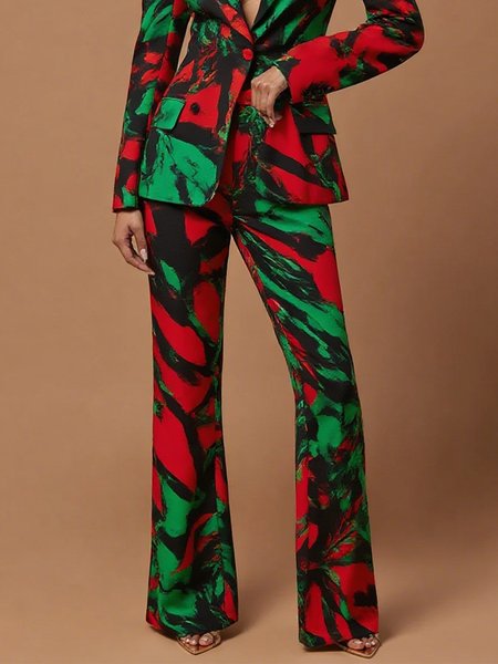 

Urban Random Print Printing Straight Pants, As picture, Pants