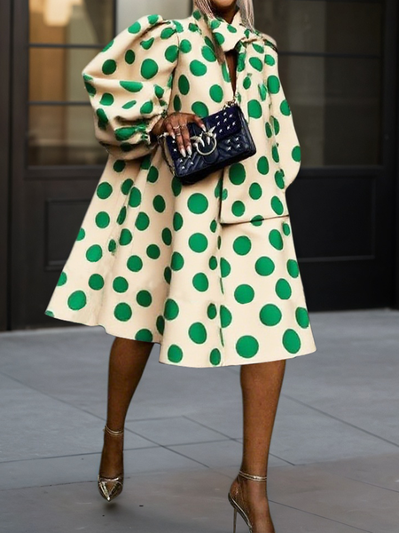 Urban Polka Dots Printing  Knee Length Dress
