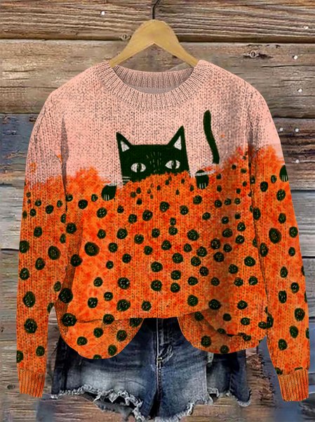 

Women Wool/Knitting Animal Long Sleeve Comfy Casual Sweater, Orange, Hoodies & Sweatshirts