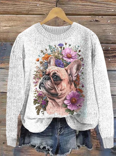 

Women Wool/Knitting Animal Long Sleeve Comfy Casual Sweater, White, Hoodies & Sweatshirts
