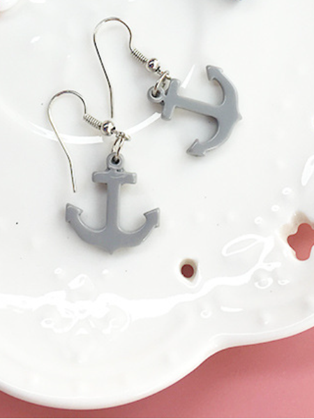 

Ocean Style Creative Handmade Boat Lifebuoy Anchor Earrings Personality Funny Asymmetrical Earrings, Color6, Earrings