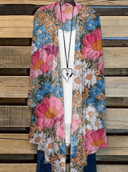 

Women Floral Spring/Fall Cover-up Casual Lightweight Cardigan, As picture, Cardigans