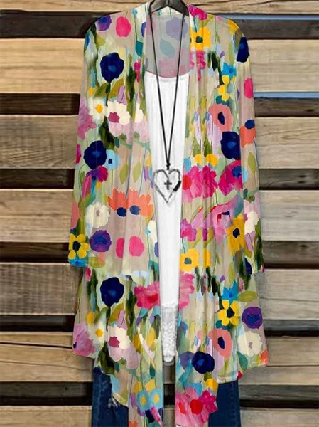 

Women Floral Spring/Fall Cover-up Casual Lightweight Cardigan, As picture, Cardigans