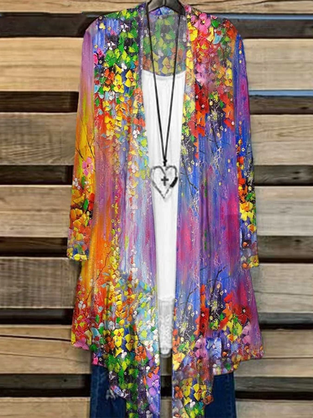 

Women Floral Spring/Fall Cover-up Casual Lightweight Cardigan, As picture, Cardigans