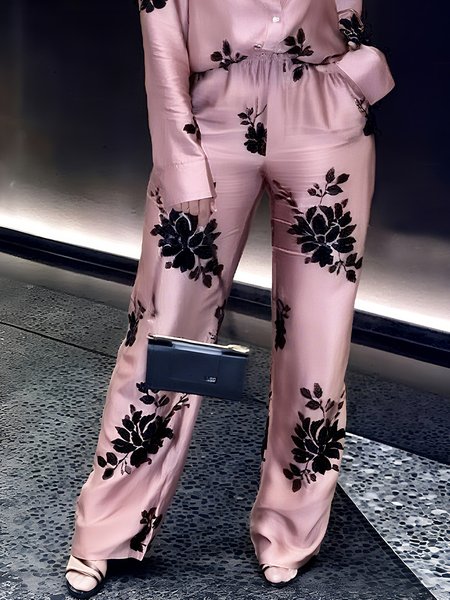 Urban Floral Printing Fashion Straight Pants