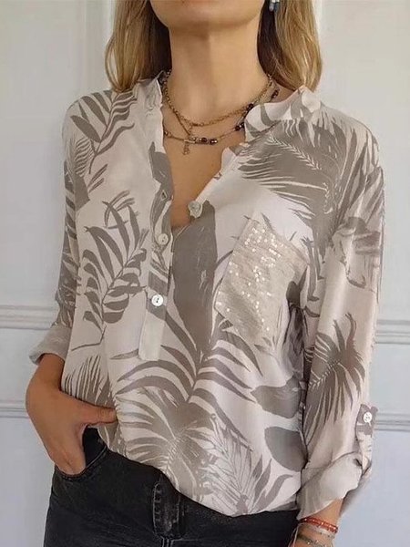 

Women Plain Long Sleeve Tee T-shirt V Neck Printing Casual Spring/Fall Top, Light coffee, T-Shirts