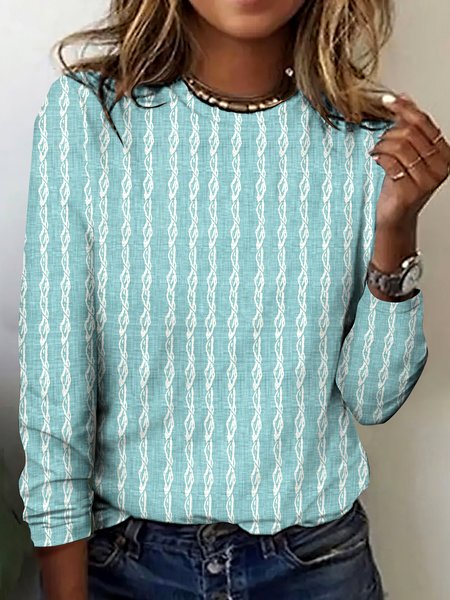 

Vintage Plaid Crew Neck Long Sleeve T-shirt, Lake blue, T-shirts