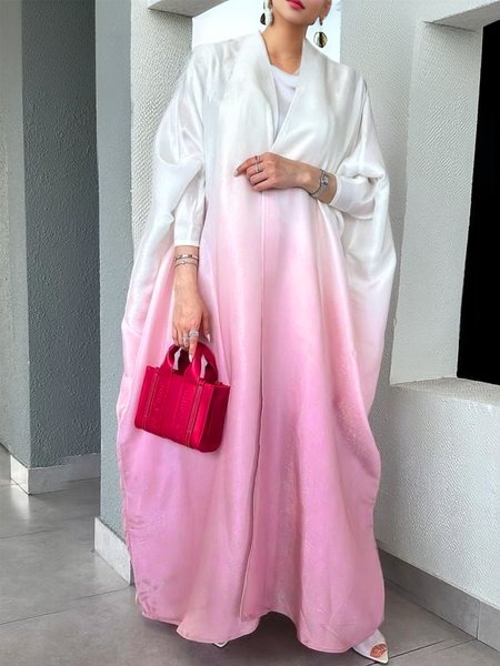 

Elegant Printing Ombre Cross Neck Kimono, Pink, Maxi Dresses