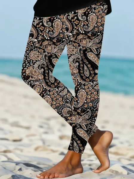 

Women Floral Casual All Season Printing Long Leggings, Black, Leggings