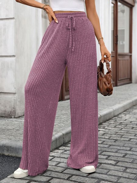 

Women Plain Long Pants Casual Spring/Fall Trousers, Burgundy, Pants