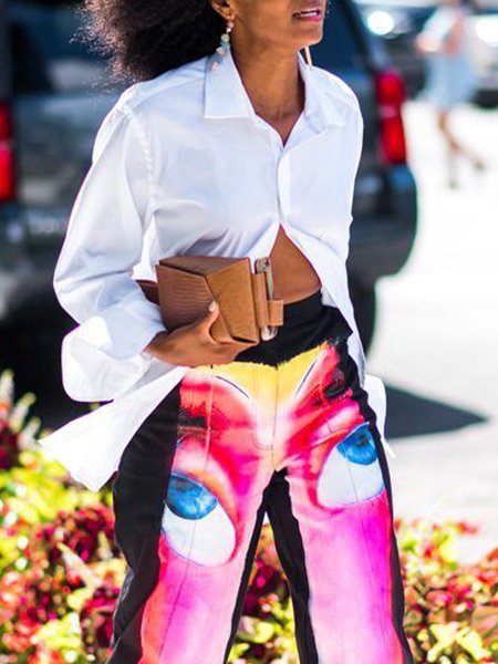 

Urban Plain Shirt Collar Shirt, White, Blouses and Shirts