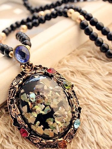 

New Color Shell Cat's Eye Stone Long Korean Sweater Chain Accessories Retro Necklace, Color3, Necklaces