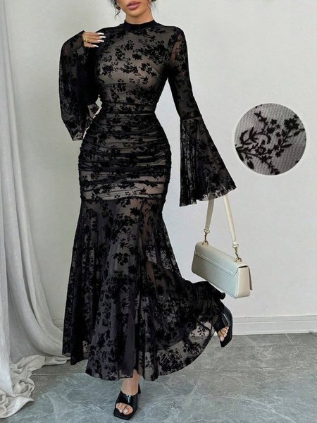 

Urban Floral Lace Maxi Dress, Black, Maxi Dresses