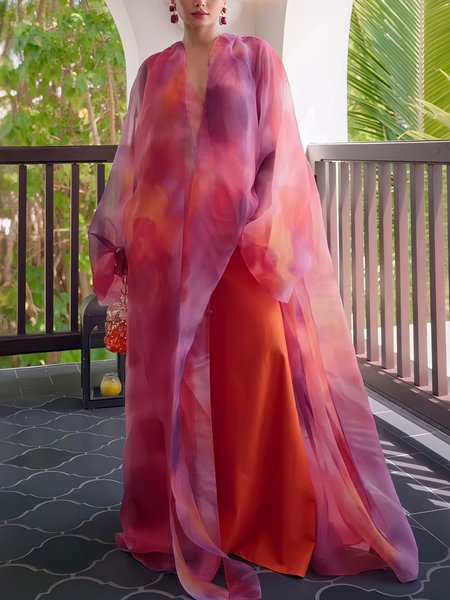 

Elegant Ombre Printing Maxi Dress With Inner Wear, Pink, Maxi Dresses