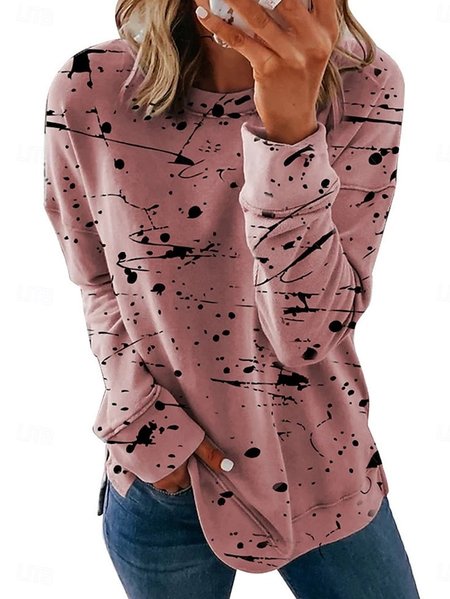 

Casual Crew Neck Abstract Graphic Sweatshirt, Pink, Hoodies & Sweatshirts