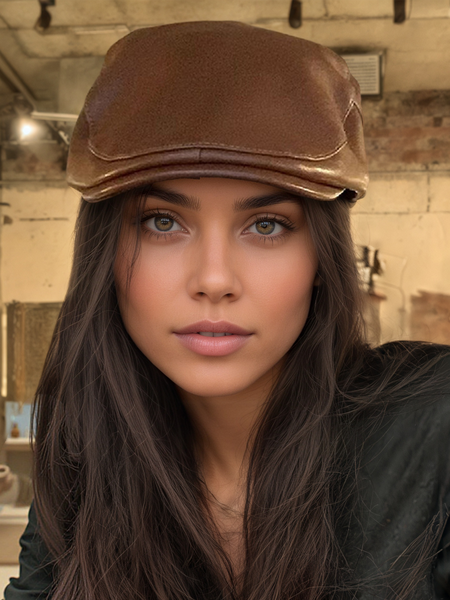 

Leather Beret, Coffee, Hats