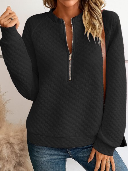 

Casual V Neck Plain Sweatshirt, Black, Hoodies & Sweatshirts