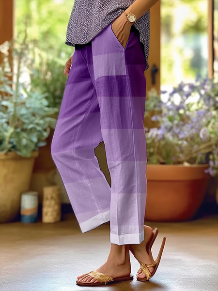 

Women Abstract Long Pants Casual Spring/Fall Trousers, Purple, Pants