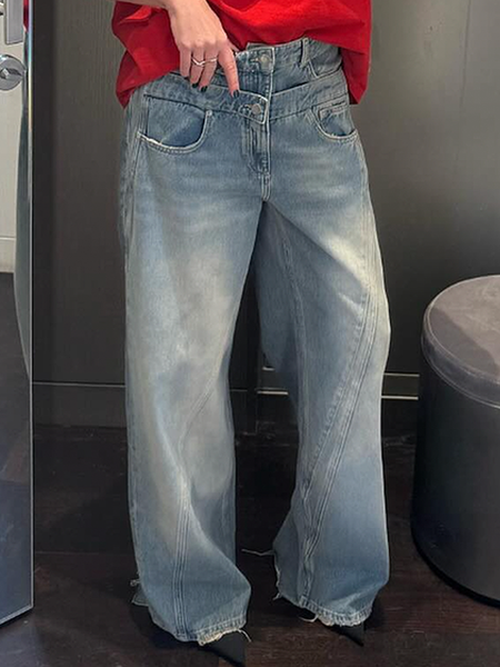 

Loose Casual Denim Long Jeans, Denim blue, Jeans