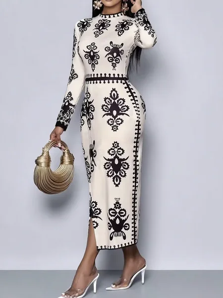 Elegant Ethnic Geometry Printing  Maxi Dress