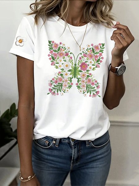 

Vintage Animal Crew Neck Short Sleeve T-shirt, White, T-shirts