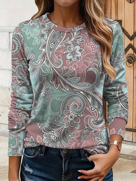 

Vintage Crew Neck Floral Sweatshirt, Pink, Hoodies & Sweatshirts