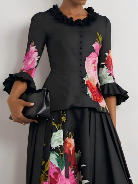 Urban Floral Lace Collar Blouse