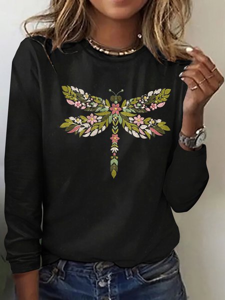 

Vintage Plaid Crew Neck Long Sleeve T-shirt, Black, T-shirts
