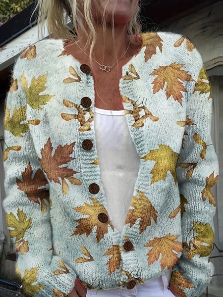 

Women 3D Floral Print Long Sleeve Comfy Vintage Cardigan, Color2, Cardigans