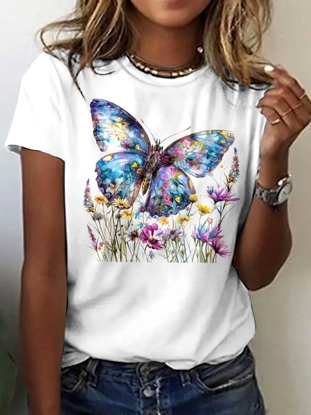 

Vintage Animal Crew Neck Short Sleeve T-shirt, White, T-shirts