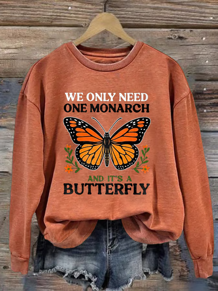 

Casual Crew Neck Butterfly Sweatshirt, Orange, Hoodies & Sweatshirts