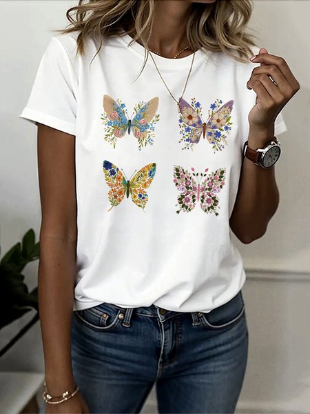 

Vintage Animal Crew Neck Short Sleeve T-shirt, White, T-shirts