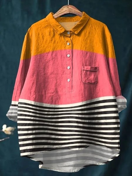 

Women Polka Dots Long Sleeve Shirt Spring/Fall Printing Shawl Collar Daily Vintage Top, Color19, Blouses