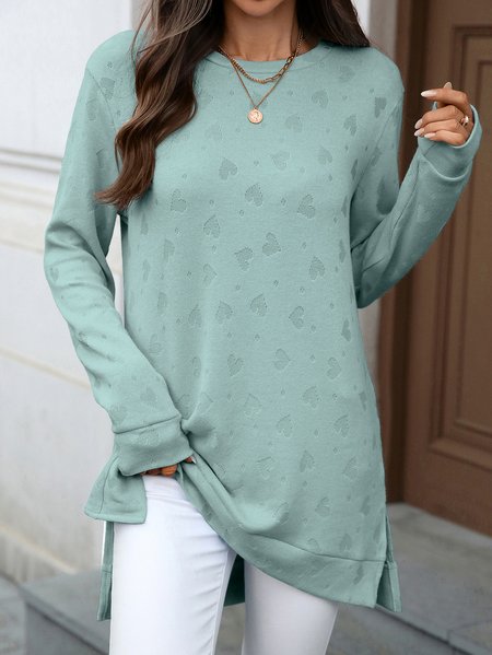 

Women Plain Crew Neck Casual Long Sleeve T-shirt, Dark green, Tees & T-shirts