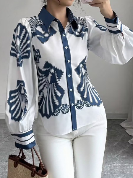 

Urban 3D Printing Printing Shirt Collar Shirt, As picture, Blouses and Shirts
