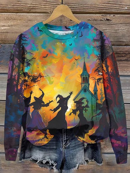 

Halloween Cute Ghost Art Pattern Casual Crew Neck Sweatshirt, Color3, Hoodies & Sweatshirts