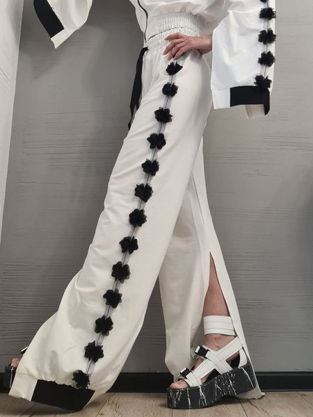 

Urban Color Block Wide Leg Pants, White, Pants