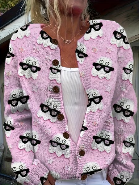 

Women Knitted Cat Long Sleeve Comfy Vintage Cardigan, Color3, Cardigans