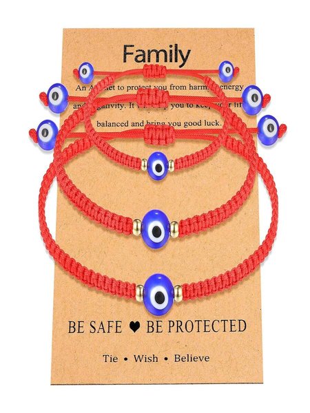 

Evil Eye Red Braided Bracelet Family Black Spacer Bead Parent-child Bracelet Evil Eye Braided Bracelet Set, Color7, Bracelets