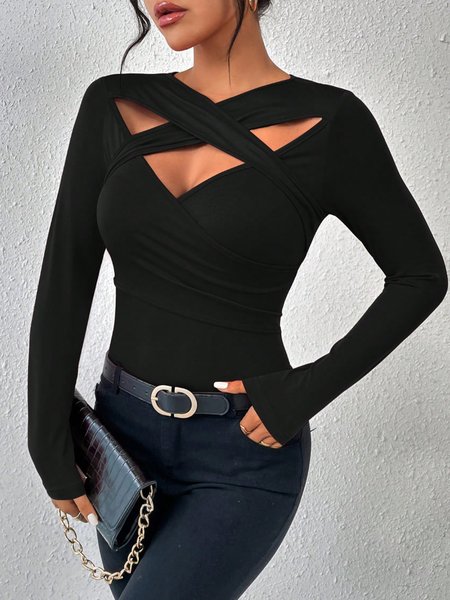 

Urban Cross Neck Plain T-shirt, Black, Tees