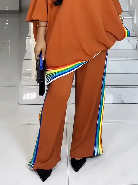 

Casual Color Block Straight Pants, Khaki, Pants