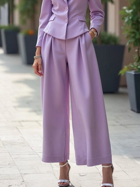 

Urban Plain Wide Leg Pants, As picture, Pants