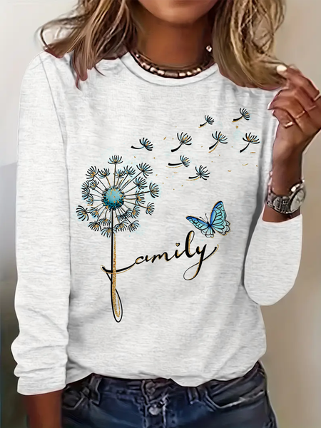 

Casual Dragonfly Crew Neck Long Sleeve T-shirt, Color2, T-shirts