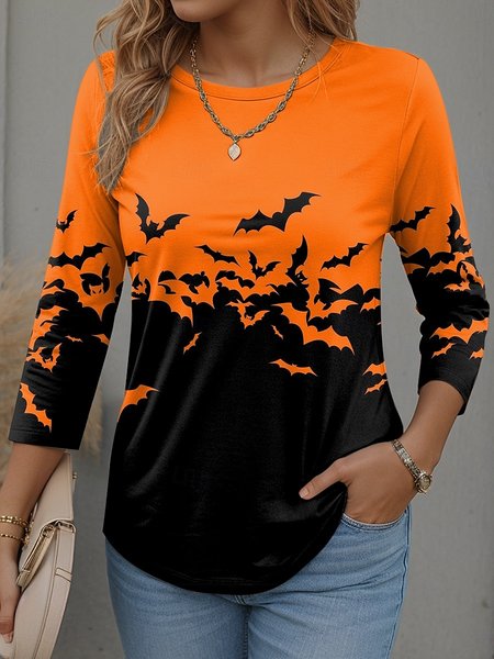 

Women Halloween Long Sleeve Tee T-shirt Crew Neck Vintage Spring/Fall Top, Color3, T-Shirts