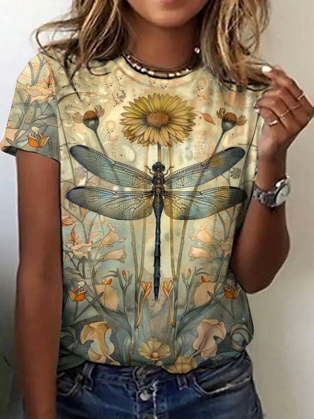 

Vintage Animal Crew Neck Short Sleeve T-shirt, Khaki, T-shirts