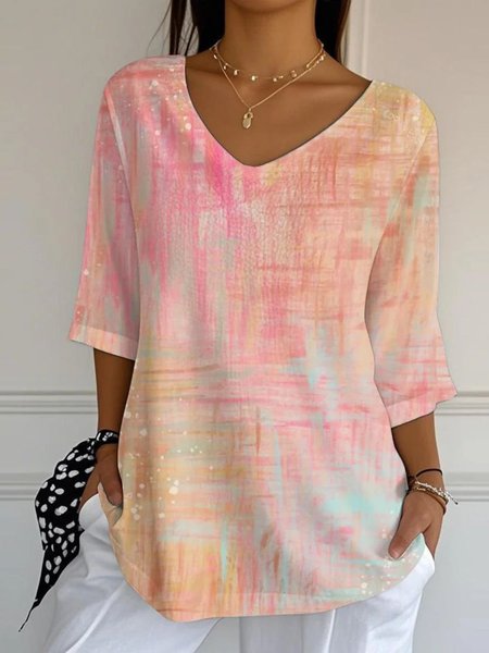 

Vintage Ombre Crew Neck Three Quarter Sleeve T-shirt, Orange, T-shirts