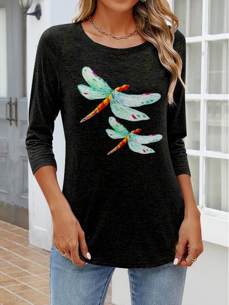 

Vintage Plaid Crew Neck Long Sleeve T-shirt, Black, T-shirts