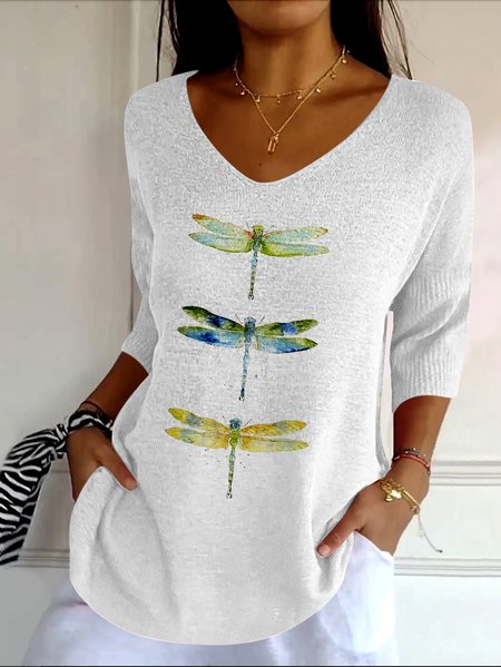 

Vintage Floral Crew Neck Long Sleeve T-shirt, White, T-shirts